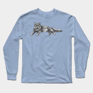 Cute Nebelung Cat | Long Haired Russian Blue Long Sleeve T-Shirt